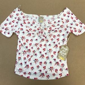 Off the shoulder lace up rouched top